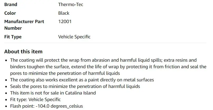 Thermo-Tec 12001 High Heat Exhaust Wrap Coating Black